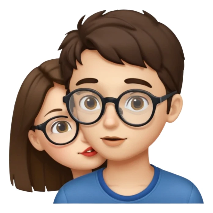 boy with spects kissing a girl sticker