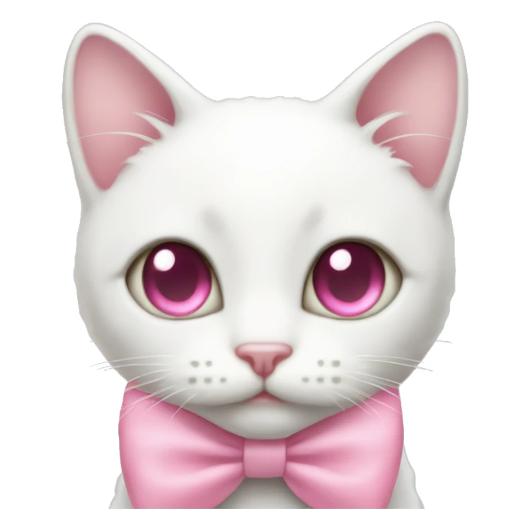white kitty with pink heart eyes and a light pink bow sticker