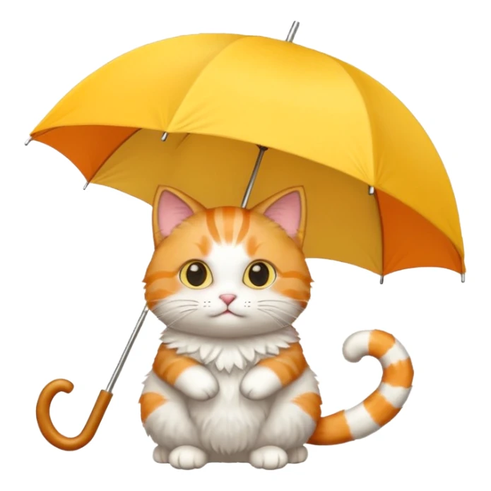 The cat is holding a yellow umbrella. sticker