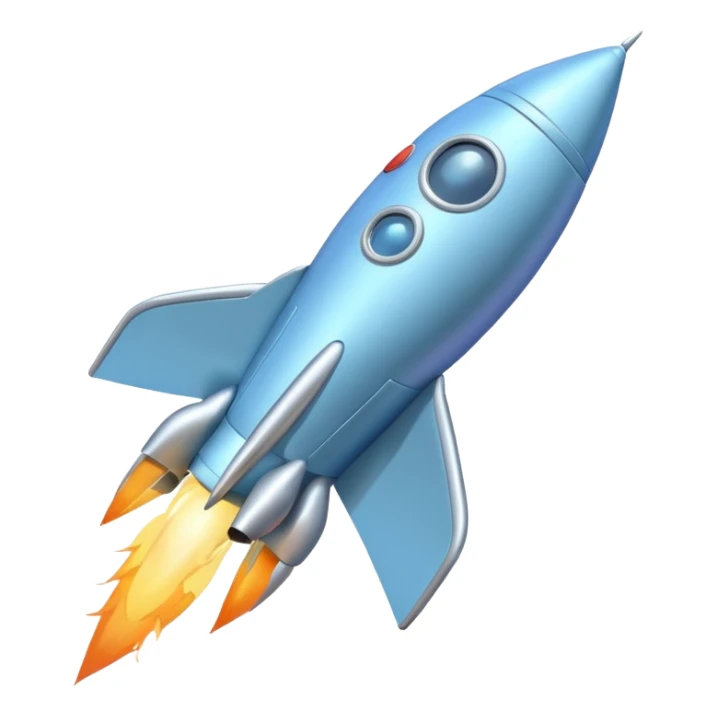 a pastel baby blue rocket ship flying to the moon  sticker