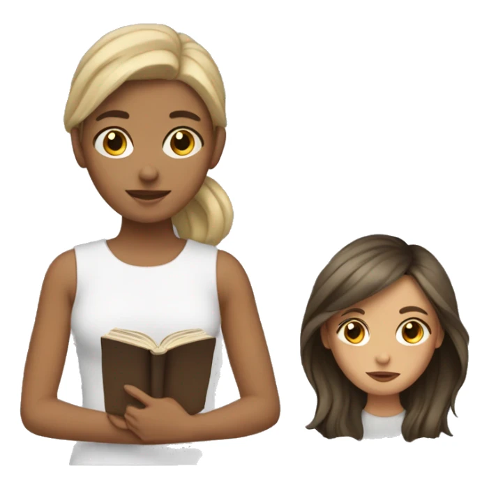 Girl with a book and dark blonde hair sticker