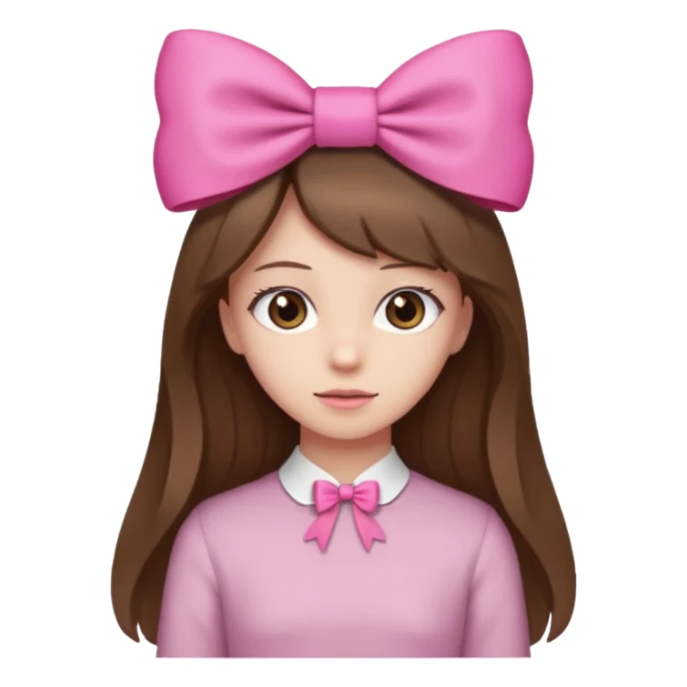 brown open hair from behind with pink bow sticker