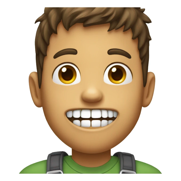 A boy having teeth like bottle opener with his lower part of lip slightly bakwards and upper teeth to the front sticker