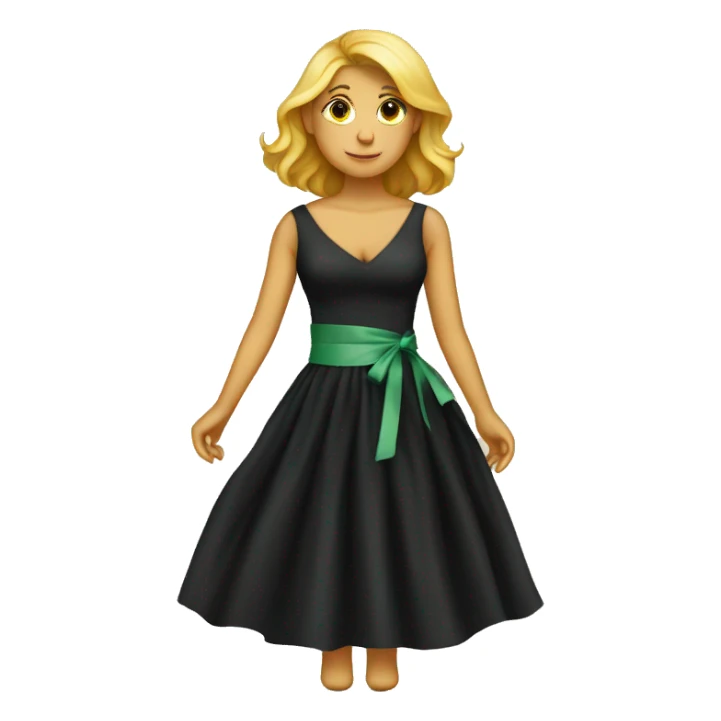 a black dress with a measuring tape wrapped around it sticker