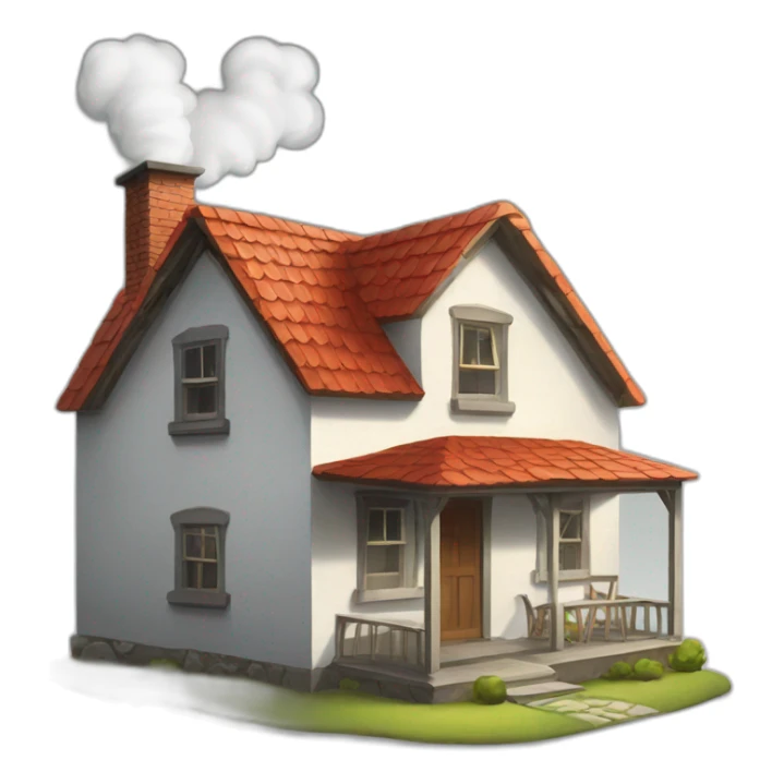 farmhouse with chimney with smoke coming out sticker