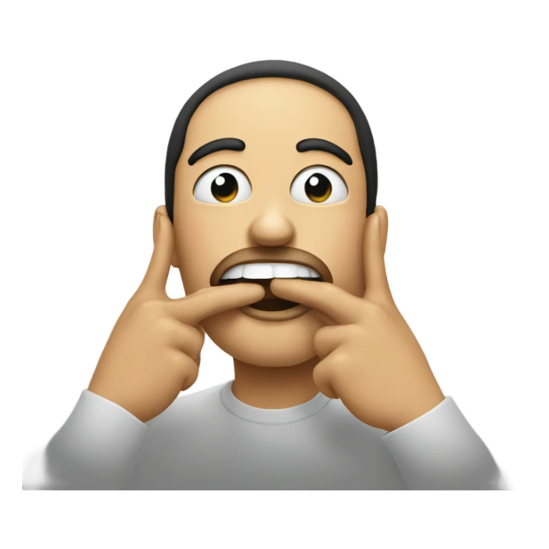 Emoji face with fingers in mouth like  sticker