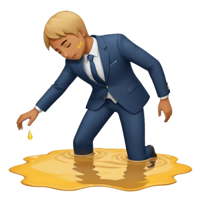 apple style emoji of a man who has fallen face down into a puddle sticker