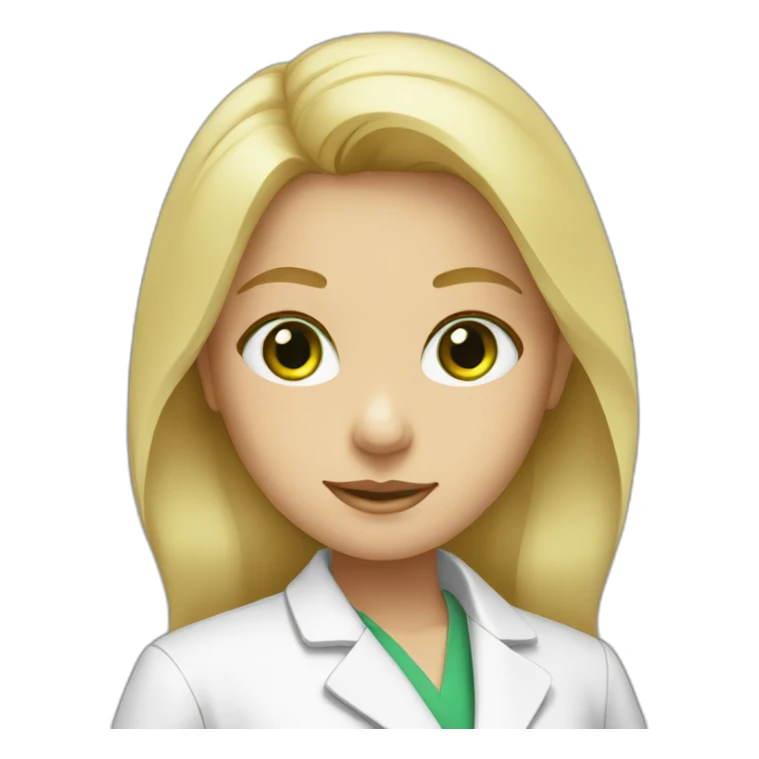 Blond green eyes girl with lab coat sticker