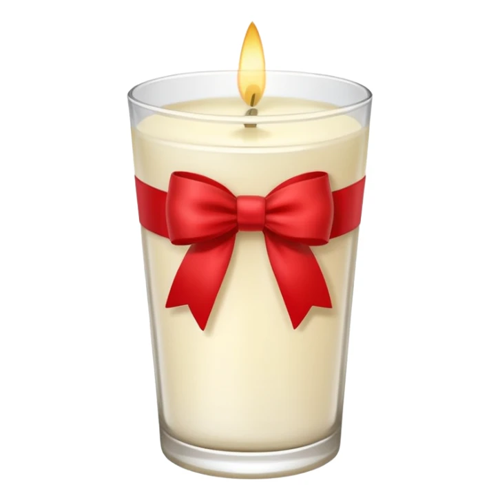 Soft vanilla long glass candle, with little red bow sticker