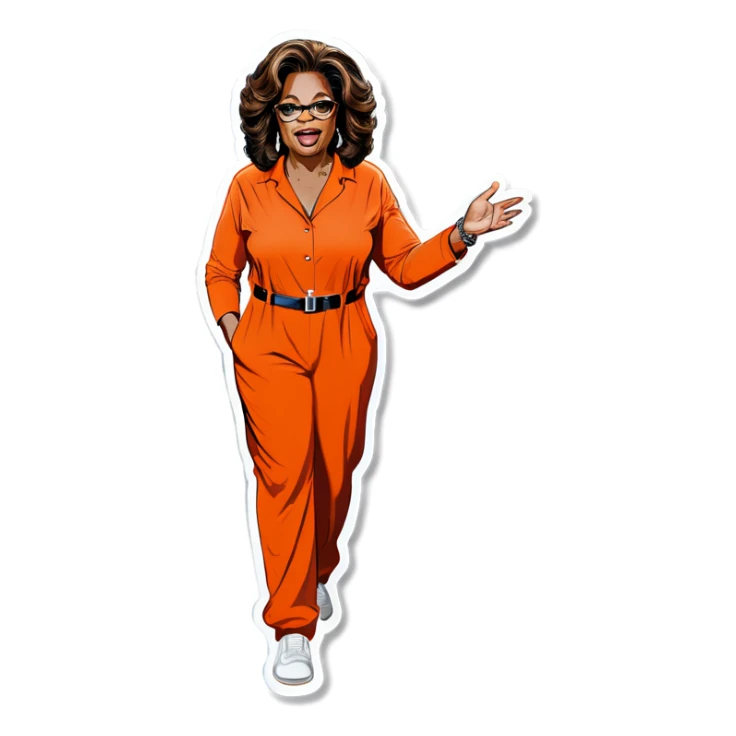 Oprah Winfrey in jail wearing an orange jumpsuit sticker