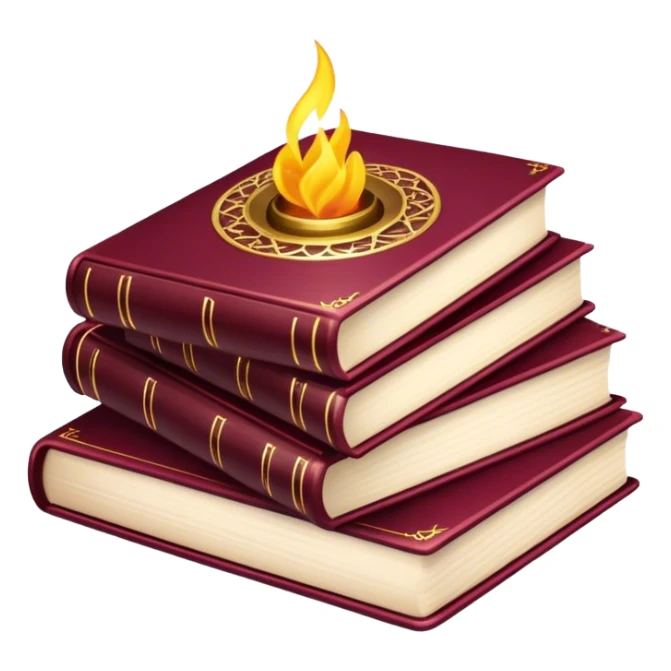 pile of magic spell books Burgundy sticker