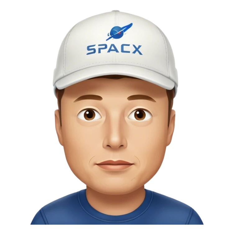 Elon Musk wearing a SpaceX cap sticker