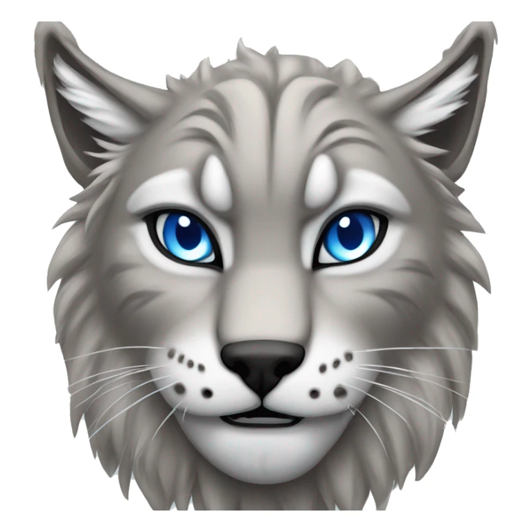 Grey lynx male blue eyes growling fangs angry sticker