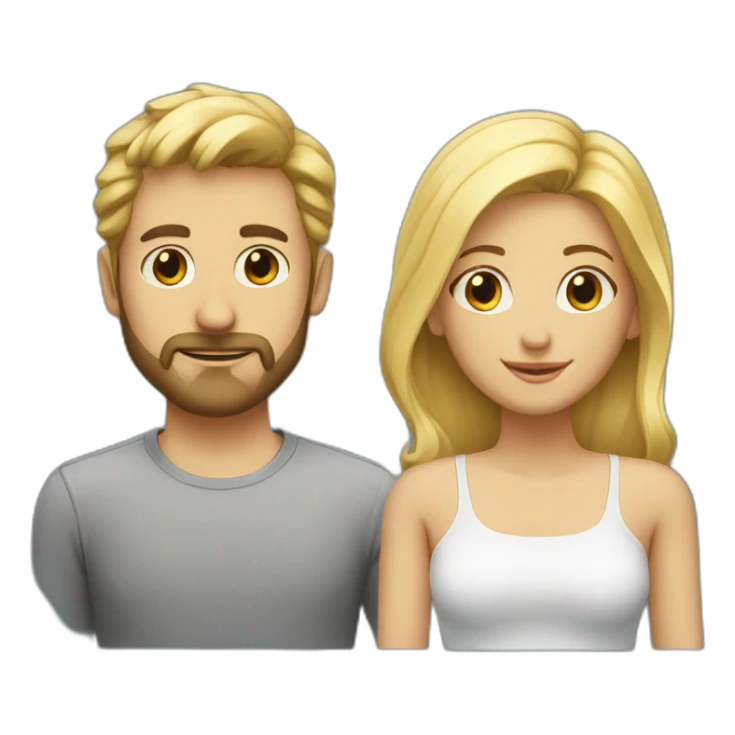 a guy with a small beard without a mustache and a girl with blond hair sticker