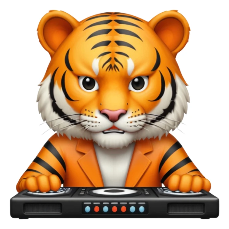 Un tigre enfadado con una mesa de dj  sticker