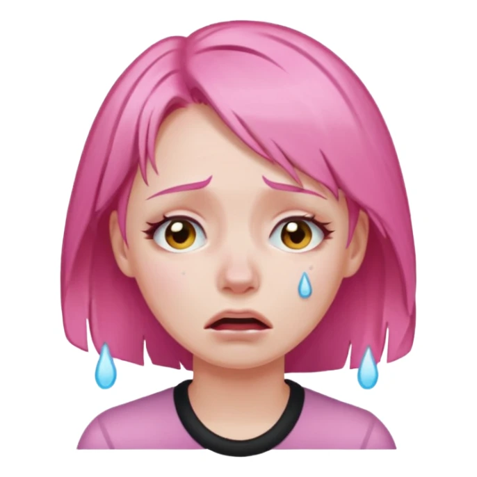 woman crying with pink hair sticker
