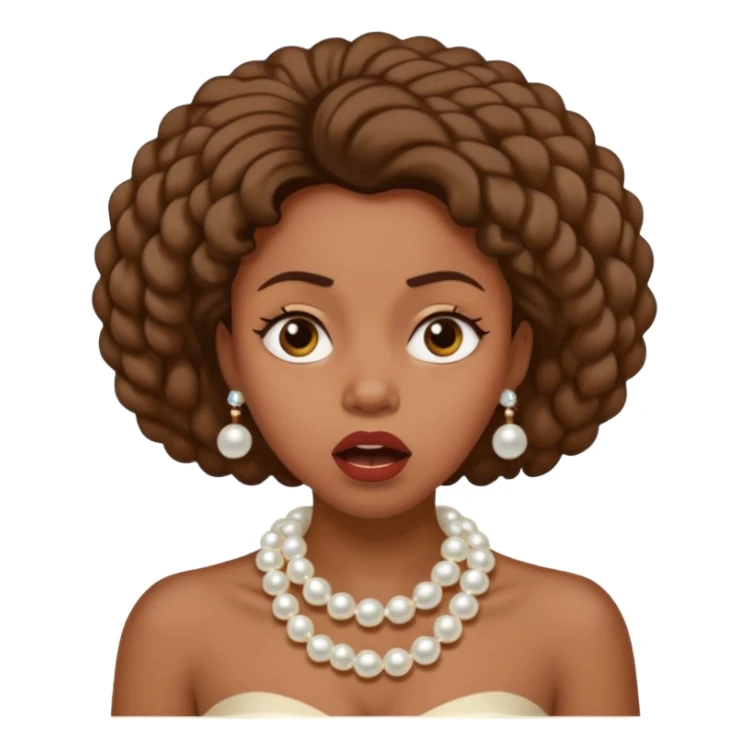 Black woman clutching  pearls on neck and looking shocked  sticker