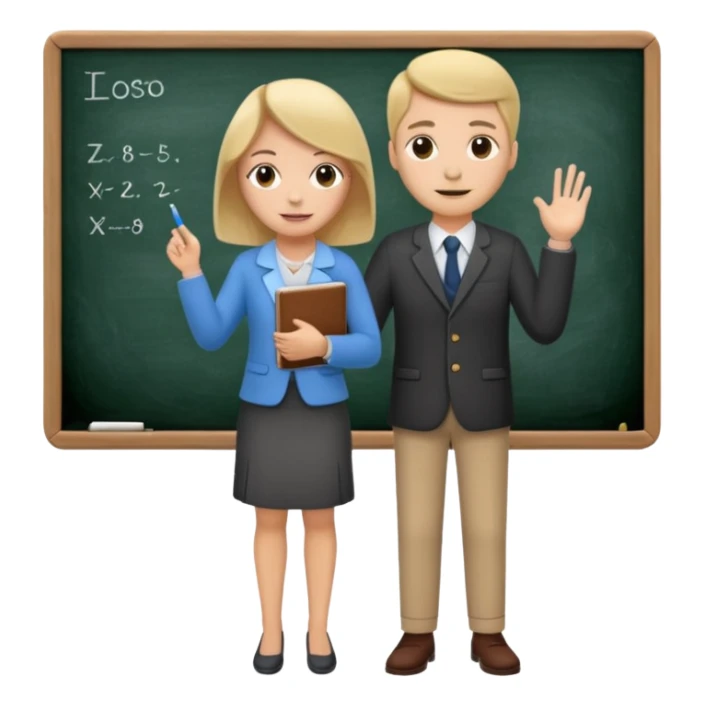 teacher teaching with a blackboard in the background, full body sticker
