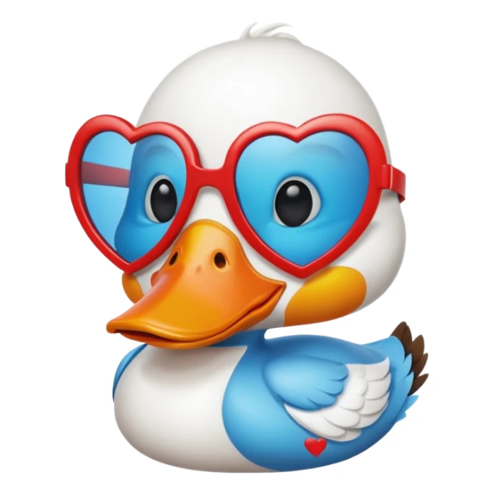 Make a frame emoji and inside it is a duck wearing red heart sunnies and the background is sky or anything blue sticker