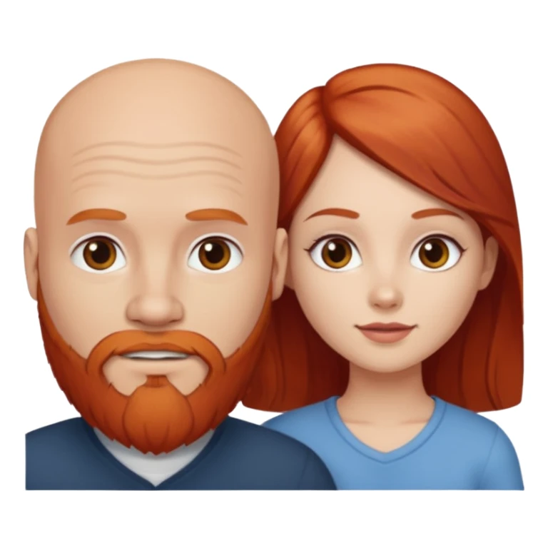 White bald man with red beard white girl with long brown hair  sticker
