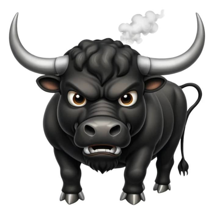 angry black bull with steam from nostrils sticker