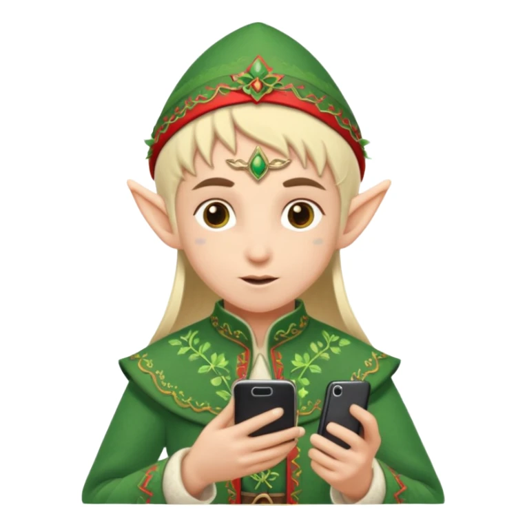 elf with russia custome dress and smartphone sticker