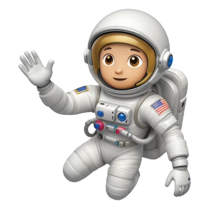 astronaut in white space suit with helmet, gloves and backpack floating in space sticker