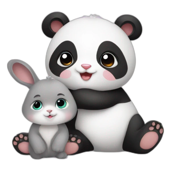 baby panda and baby bunny sticker