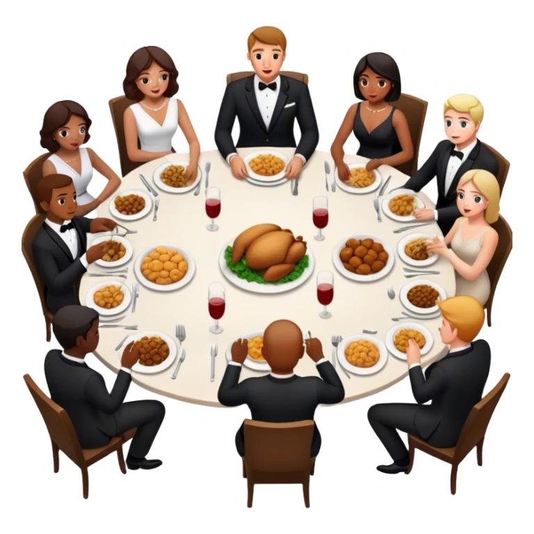 gente cenando en una mesa grande sticker