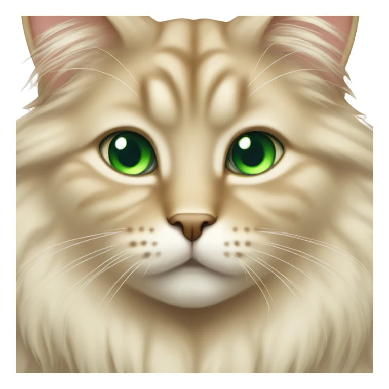 Fluffy Long hair beige cat with green eyes sticker