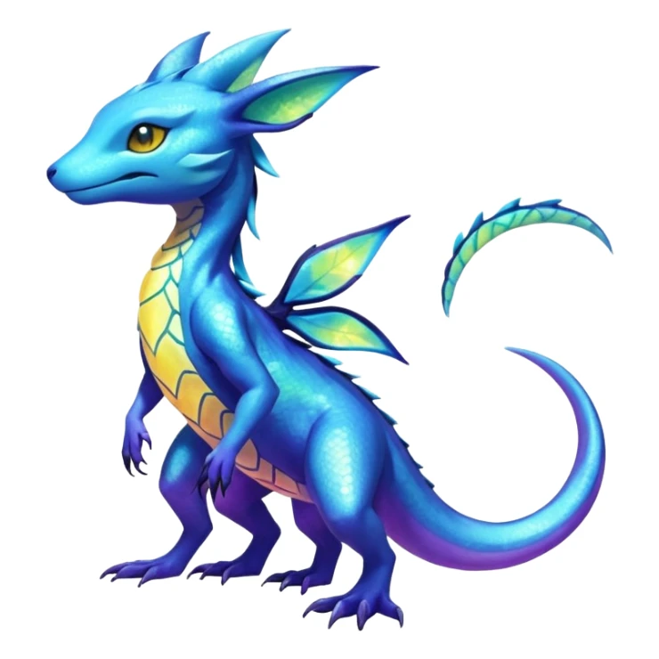 Anthropomorphic Shiny Iridescent Colorful Exotic Salandit-Aurorus-Glaceon-Fakémon-hybrid-creature (full body)  sticker