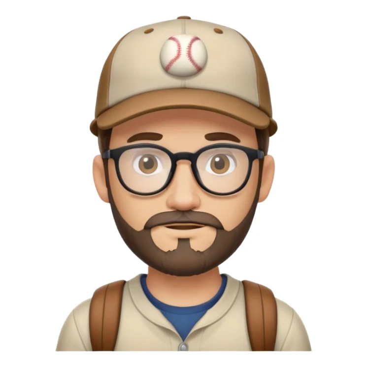 adventurer with small beard, glasses and backwards baseball cap sticker
