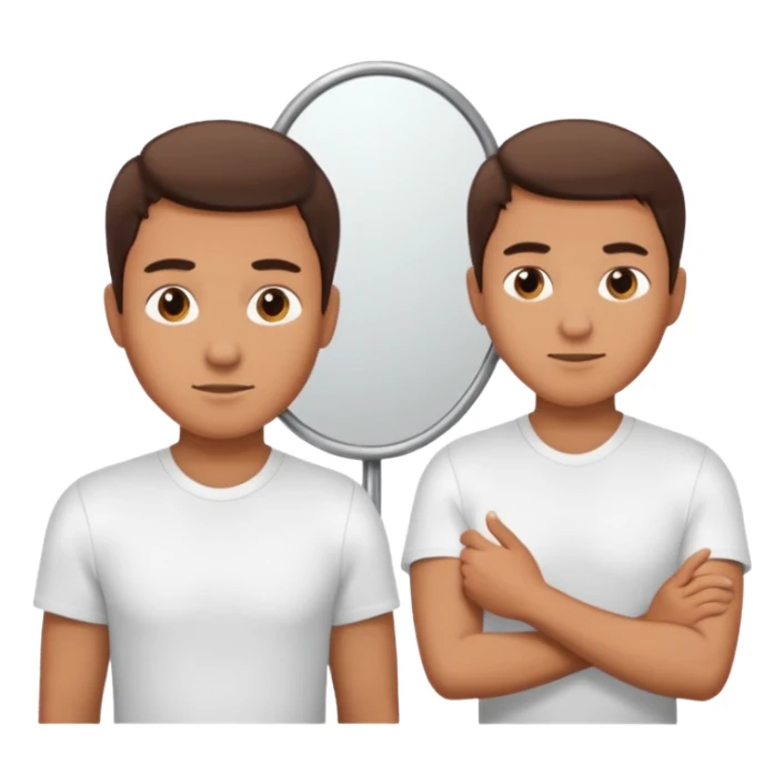 backside of a man 3/4 angle with the opposite view in the mirror sticker