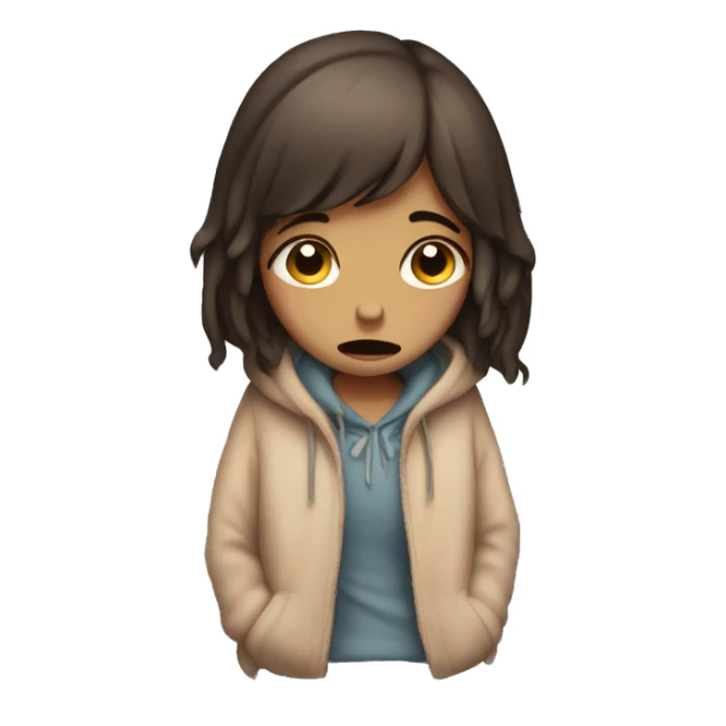 sad cozy girl crying full body  sticker