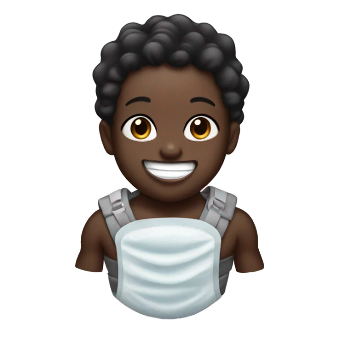 A black baby with a face mask and a iced out grill smiling  sticker