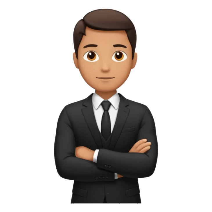 man in a black suit, arms crossed sticker