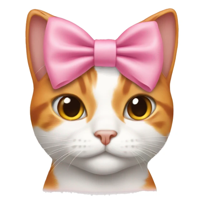  Orange and white Cat wearing pink bow  sticker