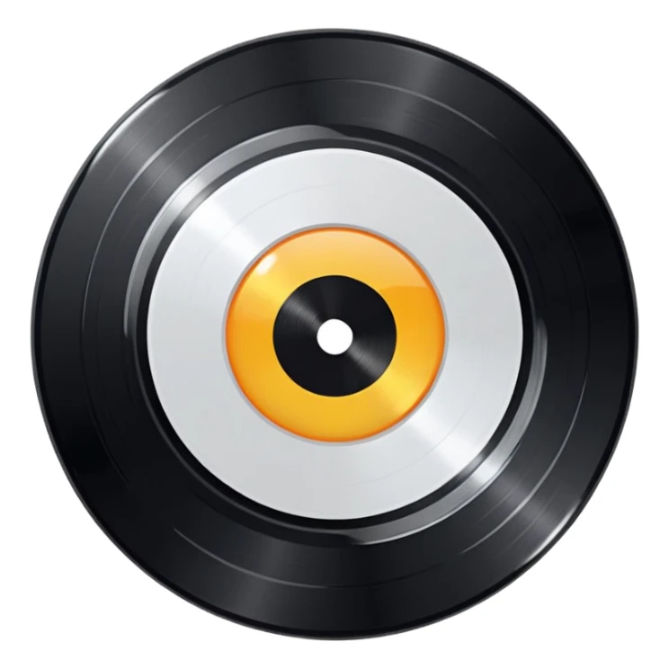 a black vinyl record with a all white blank center sticker