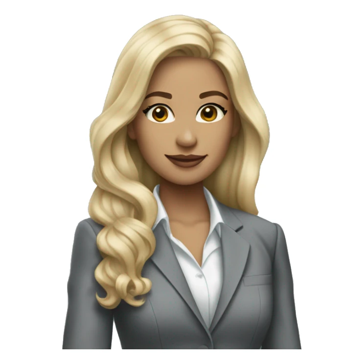 Blonde long hair Tiffany diamond seller in a grey suit sticker