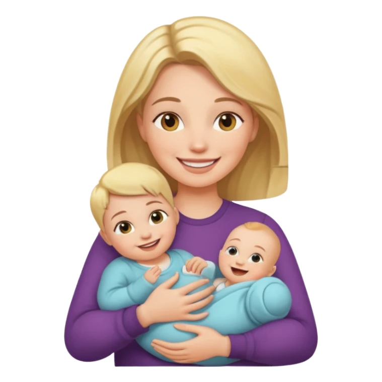 A woman holding a baby sticker