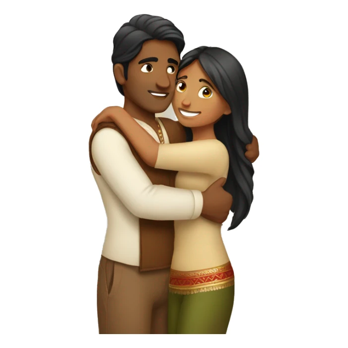Indian female hugging Indian male sticker