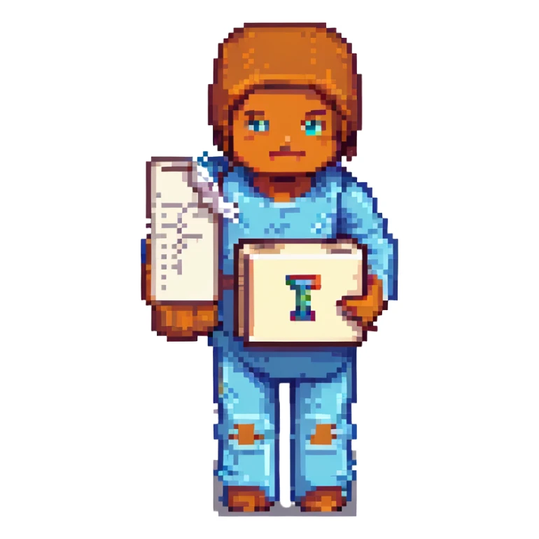 Add a letter or a number in the character's hand, keeping the original Minecraft cartoon style and pose. Do not change anything else. sticker