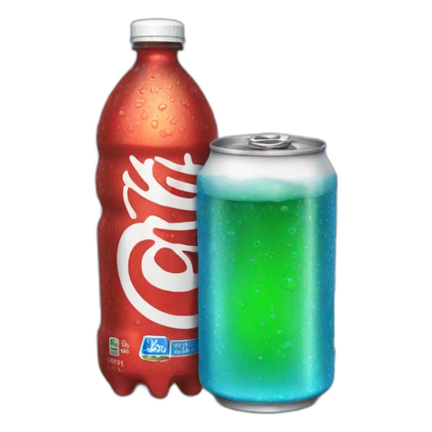 A blue🔵 bottle🌭 of soda🥤 with foams🫧 sticker
