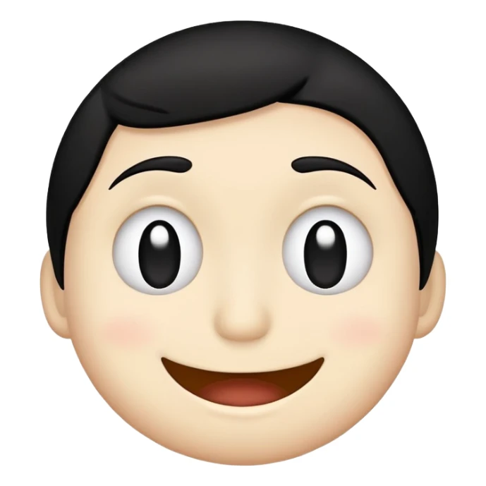 minimalist embarrassed white smiley with black hair sticker