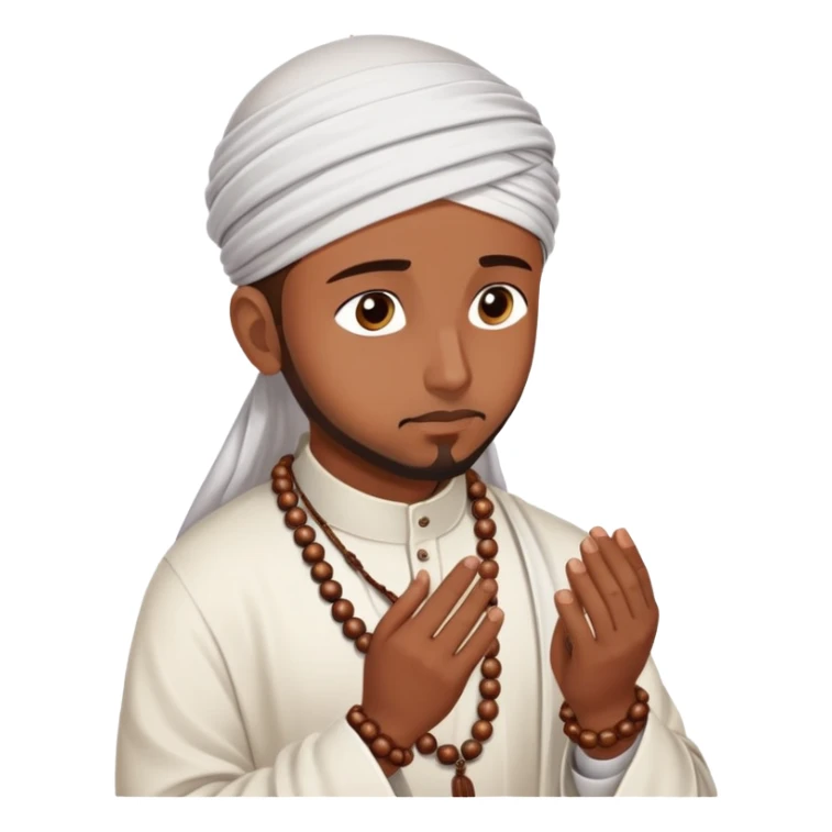 Muslim person in deep contemplation with prayer beads sticker