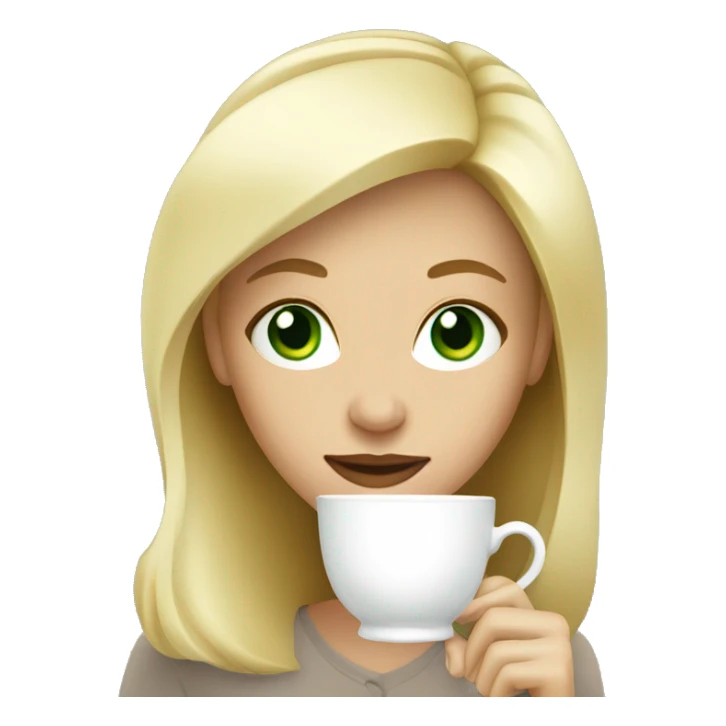 blond woman green eyes drinks tea sticker