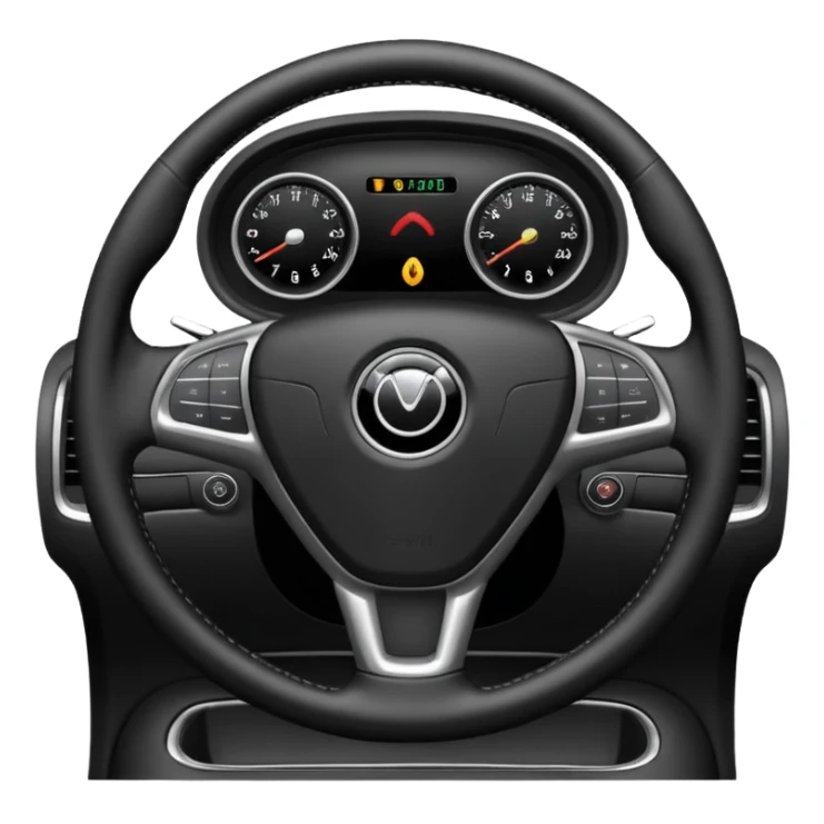 The car's steering wheel is black and only the center has a light on it. sticker