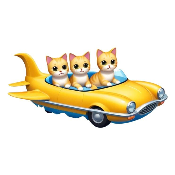 Flying cats in swimming cars  sticker