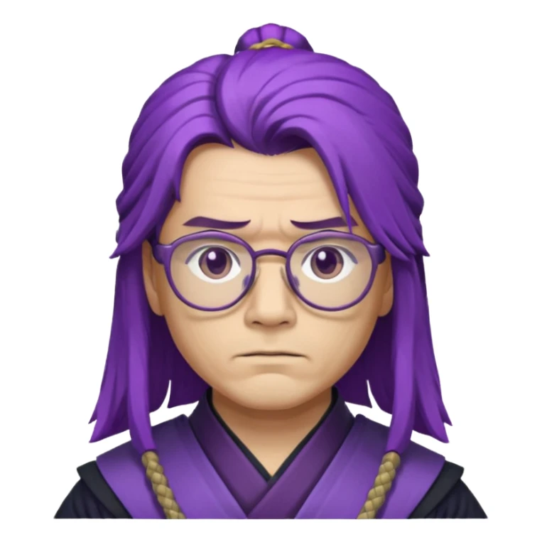 purple long hair samurai with glasses sticker