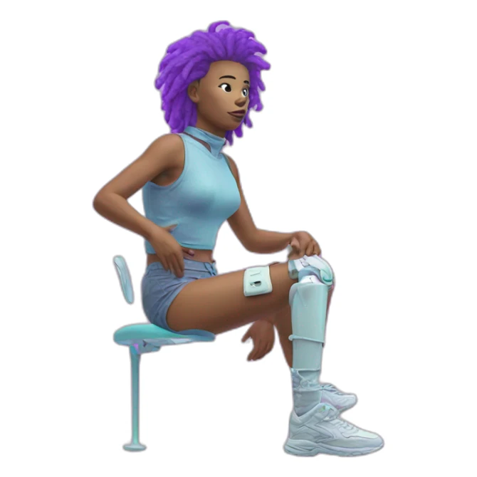 Vaporwave person with prosthetic leg  sticker